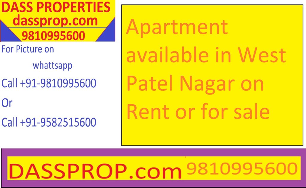 Apartment available in West Patel Nagar on Rent