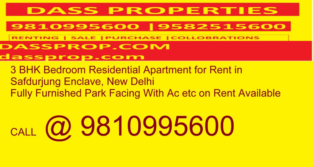 Park Facing Furnished Apartment For Rent in Safdurjung Enclave, New Delhi