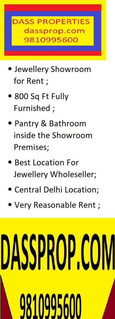 Jewellery Showroom for Rent in Central Delhi,
